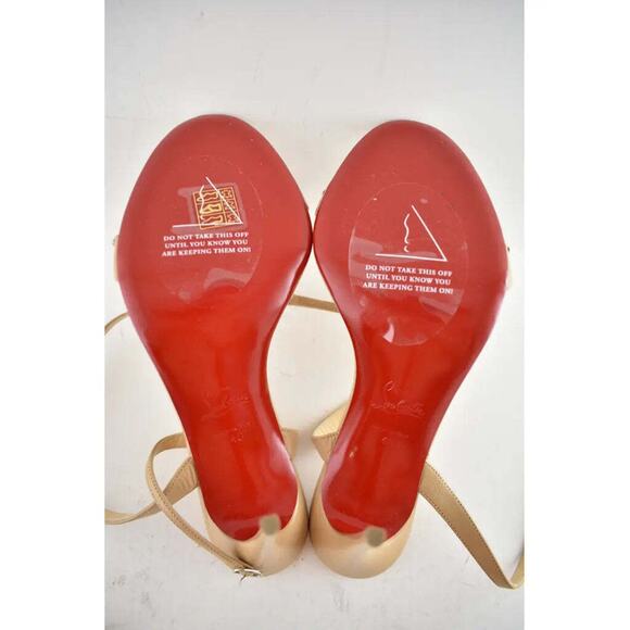 Christian Louboutin Loubigirl Chain 100 Nude Kid Ankle Strap Sandal Heel Pump 40 - Picture 12 of 12